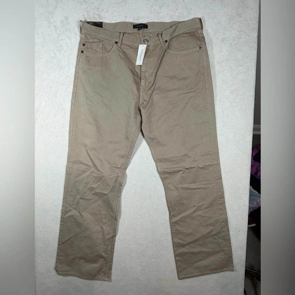 NWT Banana Republic 36W Khaki Straight-Fit Structured Trousers Pants